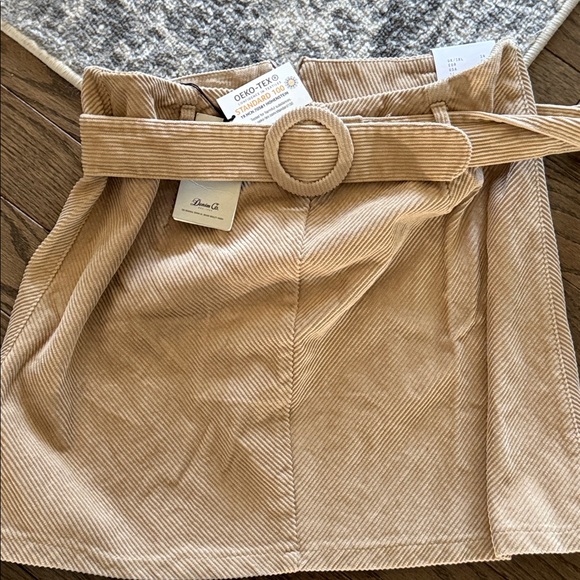 Denim&Co Dresses & Skirts - Corduroy Mini Skirt with Belt - Tan